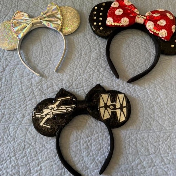 Source Unknown Other - Source Unknown Black Sequin Starfighter & TIE Mouse Ear Headband Set